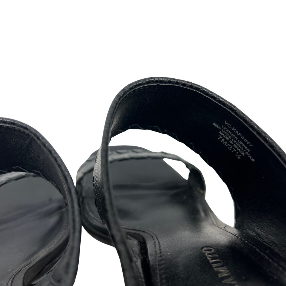 Vince Camuto Black Leather Snake Skin Kafinny Sandal Stacked Block Heel Size 7M - Picture 11 of 11